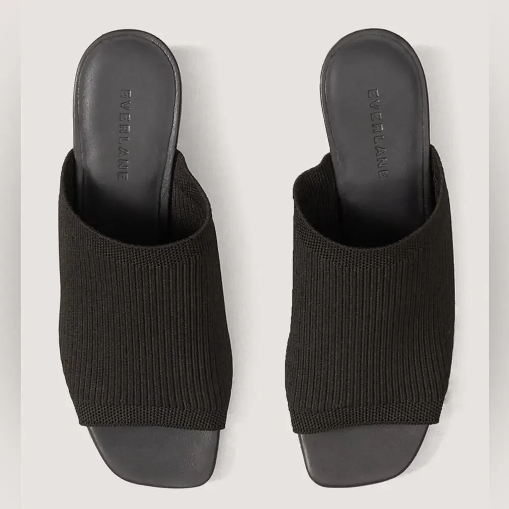 Everlane Glove Mule ReKnit Black Square Toe Block Heel Size 9.5 Sustainable Shoe - Picture 2 of 8